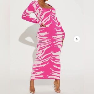 Pink Zebra Sweater Dress